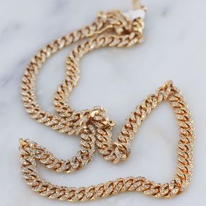 Radiance 14k Gold Cuban Chain with Diamonds